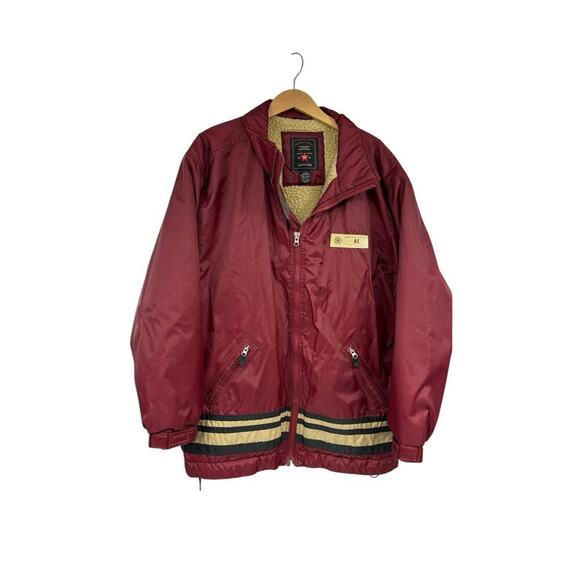 American Eagle L Retro SHERPA LINED Red full zip JACKET MENS COAT Sport Y2K - Picture 4 of 8